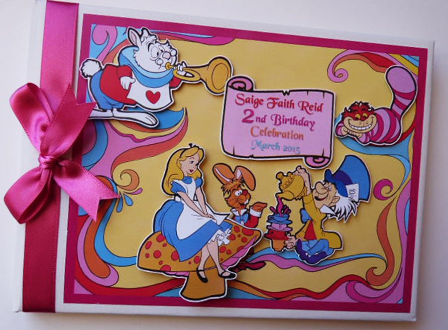 Alice in Wonderland Birthday Guest Book, Alice in Wonderland party gift