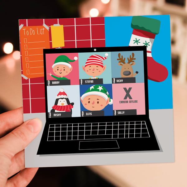 Christmas card: North Pole video conference call