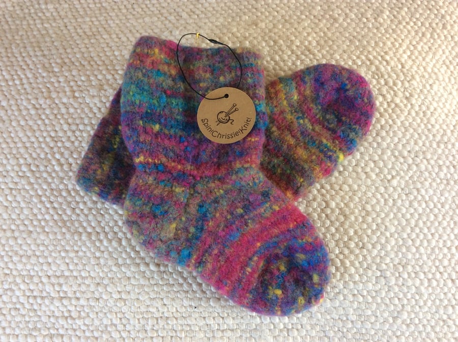 Tiny funky felted socks