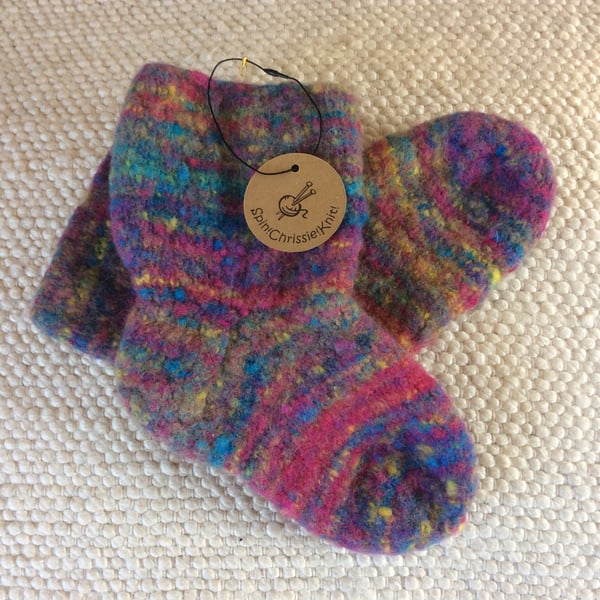 Tiny funky felted socks