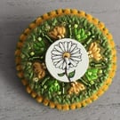 Hand Embroidered Daisy Brooch