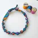 Teal Multi-Coloured Fruit Liberty Print Fabric Necklace - Pietra Dura A Print