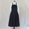 Crisp Navy Twill Pleated Pinafore Apron with Deep Concealed Pockets No14 Sample