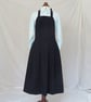 Pleated Pinafore Makers Apron, Concealed Deep Pockets. Navy No14 SAMPLE - Image 1