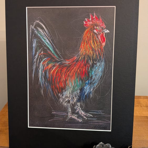 Frank, an A4 print of an original drawing of a cockerel