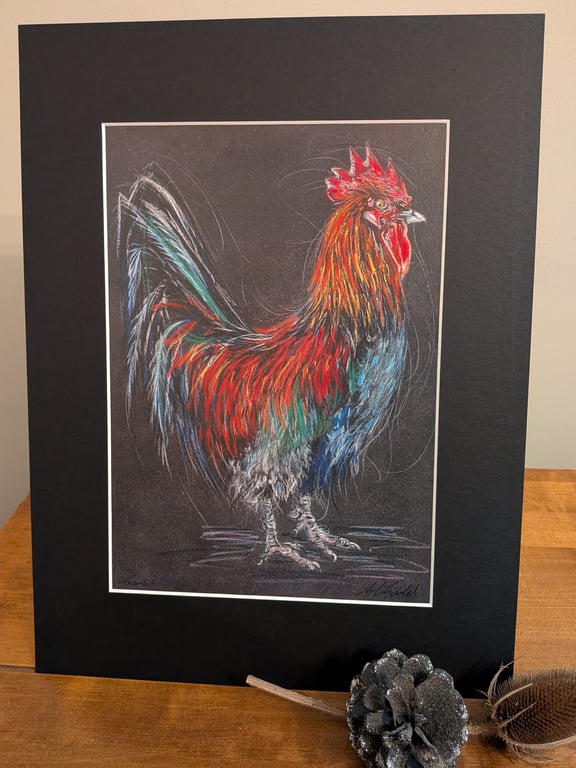 Frank, an A4 print of an original drawing of a cockerel