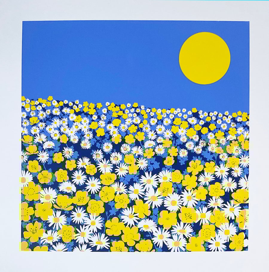 'Sunshine Buttercups' original screen print - misprint