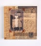 Vintage Paper Collage on Wood Panel, 12x12cms, Free UK Postage (205) - Image 1