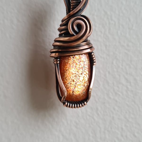Natural Sunstone & Copper Orange Necklace Pendant Gift Crystal Jewellery Jewelry