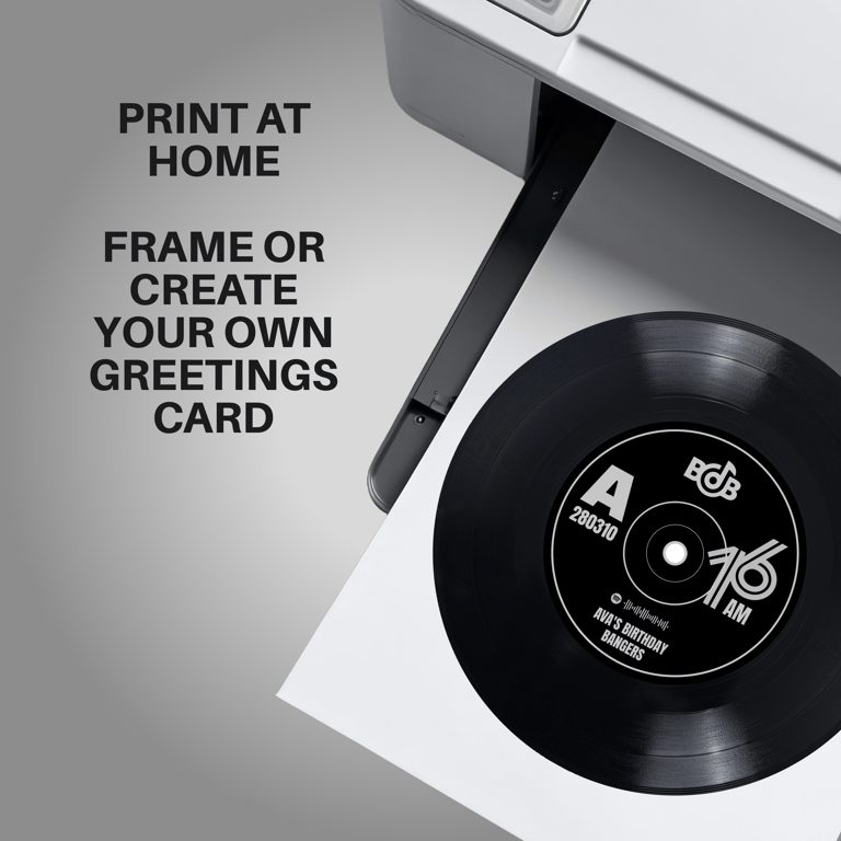 Digital and printable 7" vinyl with personalised label and Spotify code