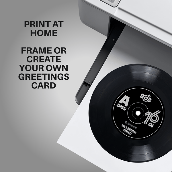 Digital and printable 7" vinyl with personalised label and Spotify code