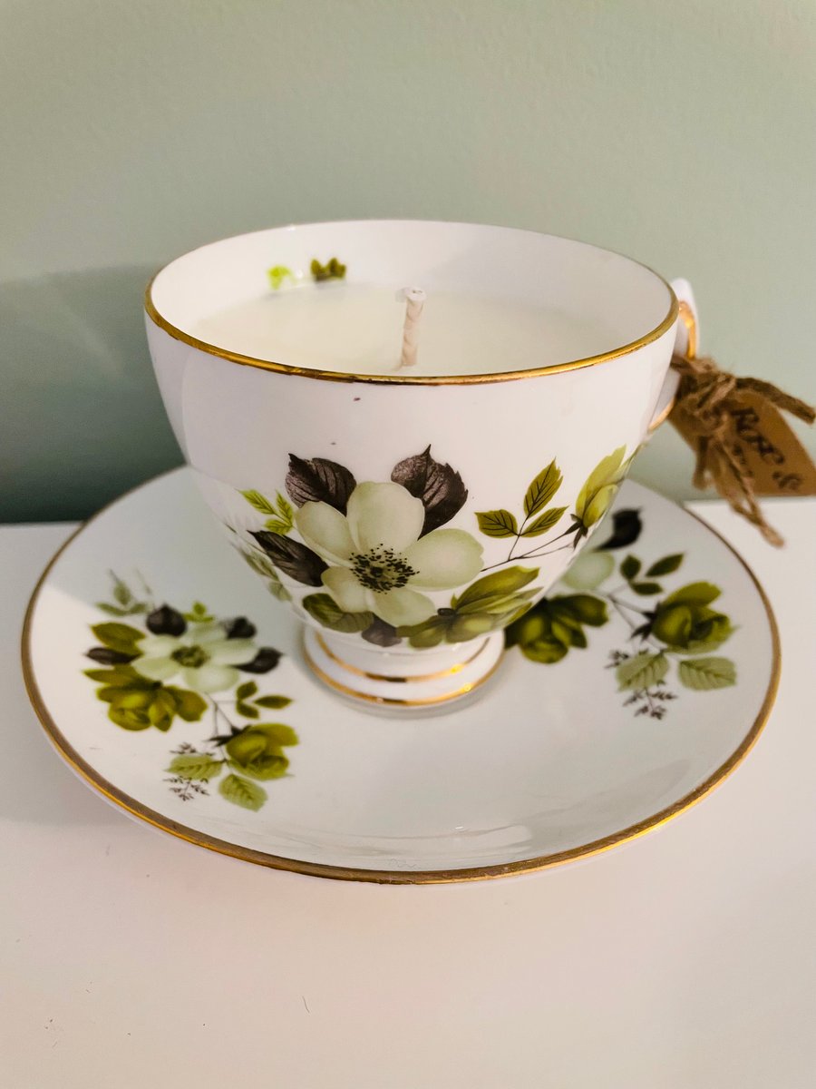 Rose and Vanilla Tea Cup Candle with Saucer