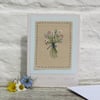 Cottage Garden Flowers hand-stitched miniature on card, delicate & detailed