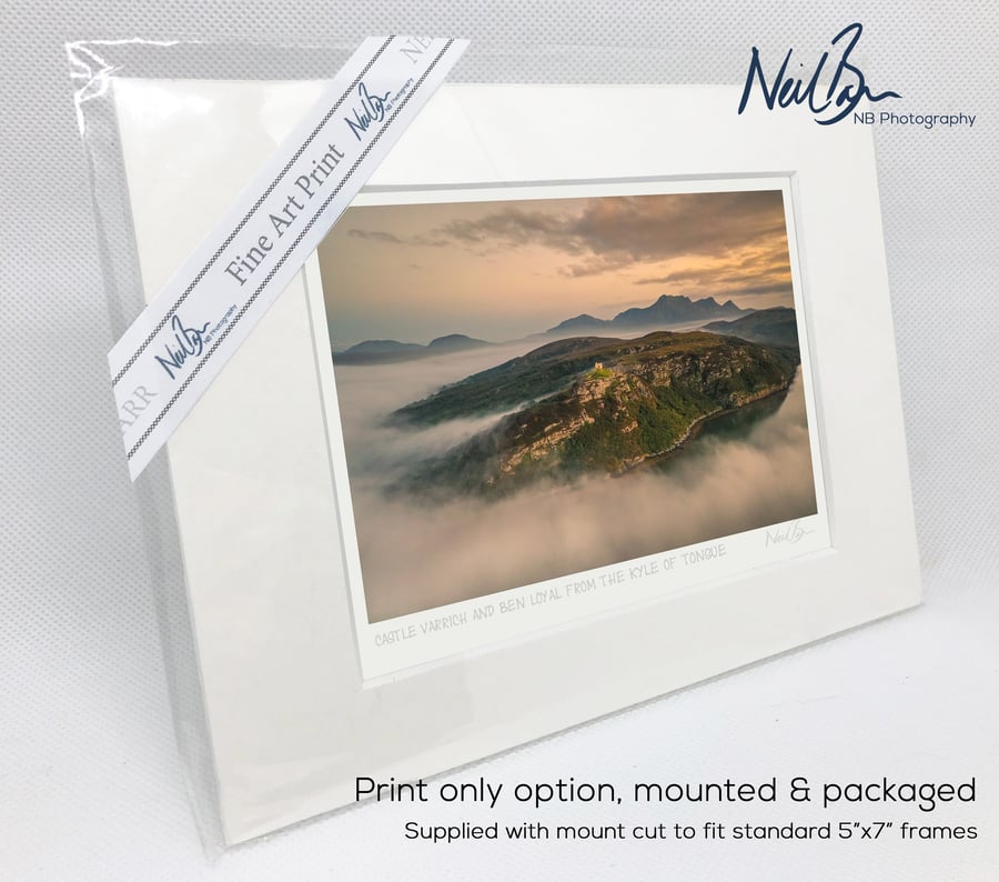 Ben Loyal, Castle Varrich & Kyle of Tongue - A6 (7" x 5") Unframed Print