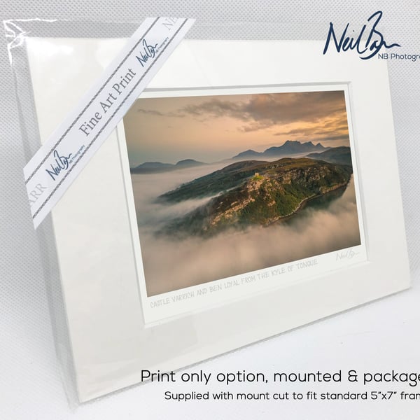 Ben Loyal, Castle Varrich & Kyle of Tongue - A6 (7" x 5") Unframed Print