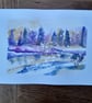  Winter snowey scene watercolour painting  - Image 3