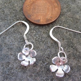 Tiny Little Flowers Sterling Silver Earrings, drop, hook.