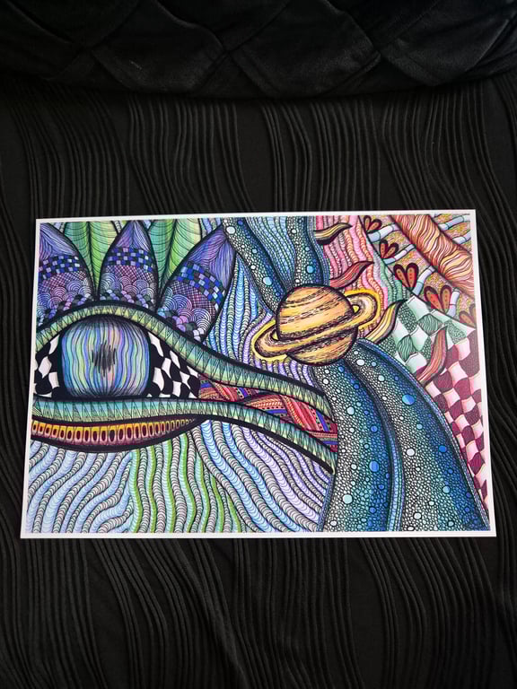 Abstract Art Print - A4 Unframed Pattern Art - Through The Dragons Eye