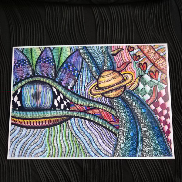 Abstract Art Print - A4 Unframed Pattern Art - Through The Dragons Eye