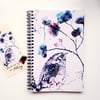 Beautiful Blue Bird Illustrated Notebook With Blank Pages and Spiral Binding 