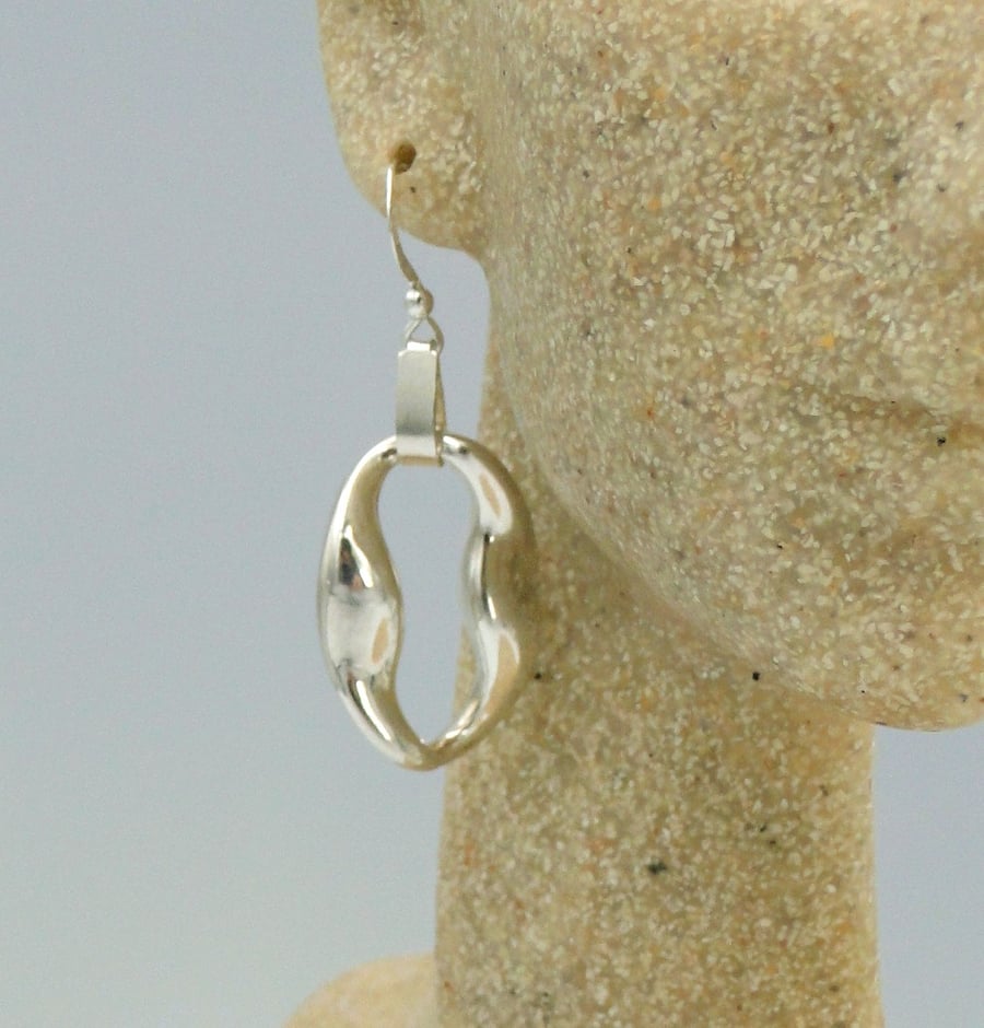 Sterling silver drop earrings - light and easy to wear - oval shape