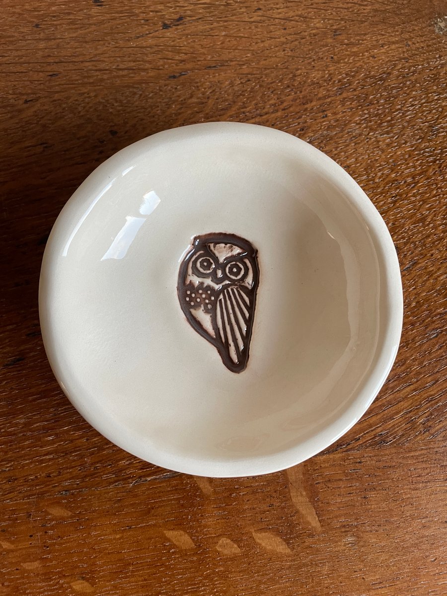 Ceramic owl trinket dish 