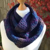 Hand made Infinity scarf in Navy Marble acrylic 