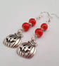 Halloween pumpkin earrings - red and silver - Image 1