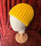 Bright Yellow Rib-Patterned Cosy Crocheted Beanie Hat 