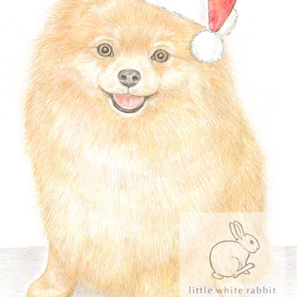 Poppy the Pomeranian - Christmas Hat Card