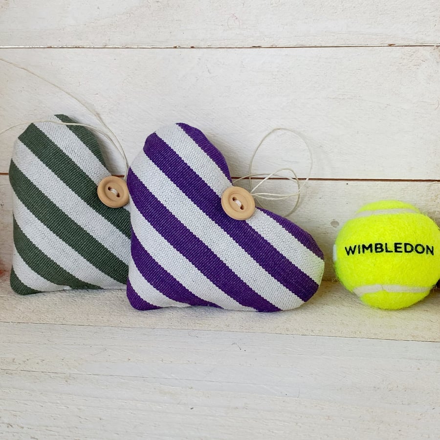 SALE - 'WIMBLEDON' HEART - purple stripes, lavender
