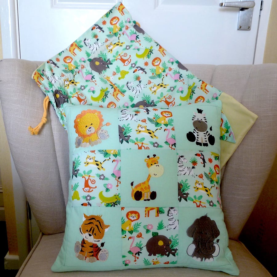 Jungle Animals Cushion and Bag free post