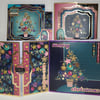 Set of 4 Contemporary Christmas Cards - Mixed Shape and Style 6 x 6 Inches
