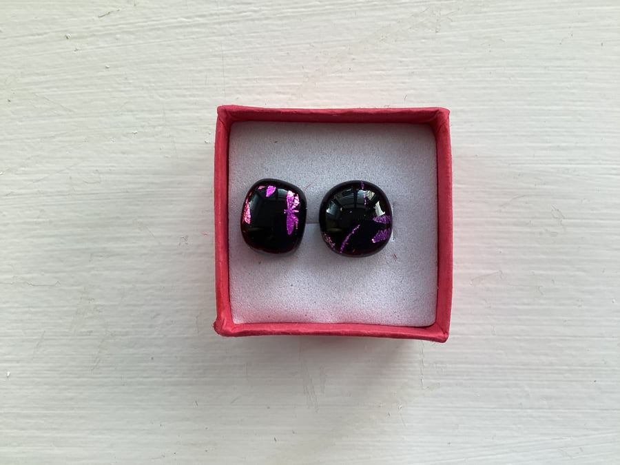Handmade dichroic glass earrings