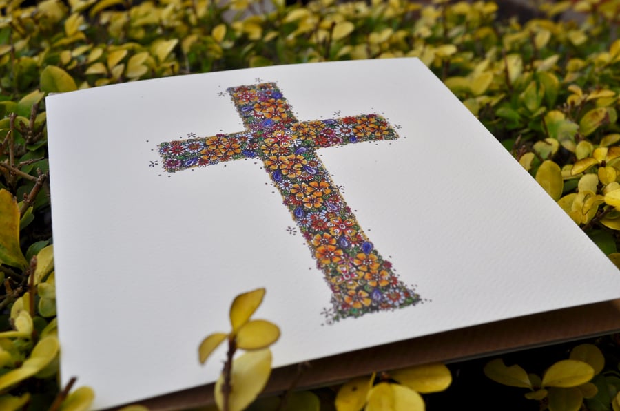 Floral Cross Greeting card