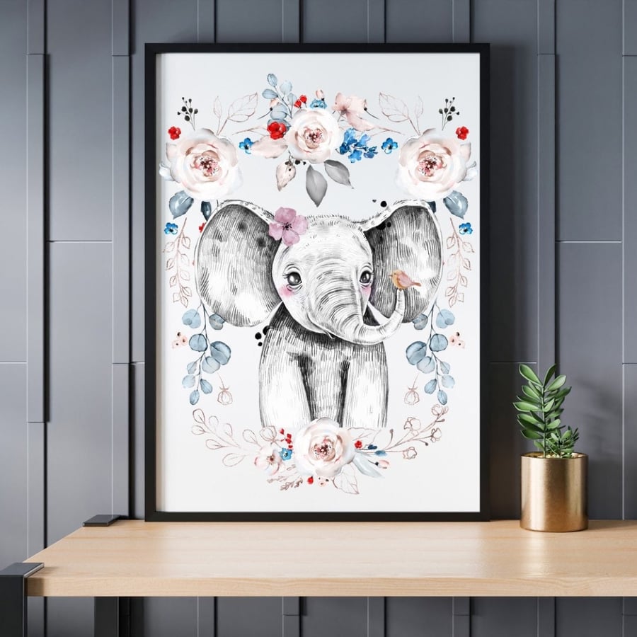 Floral Elephant print 