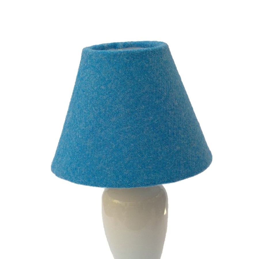 Harris Tweed cone lampshade bright blue British wool fabric table lamp shade