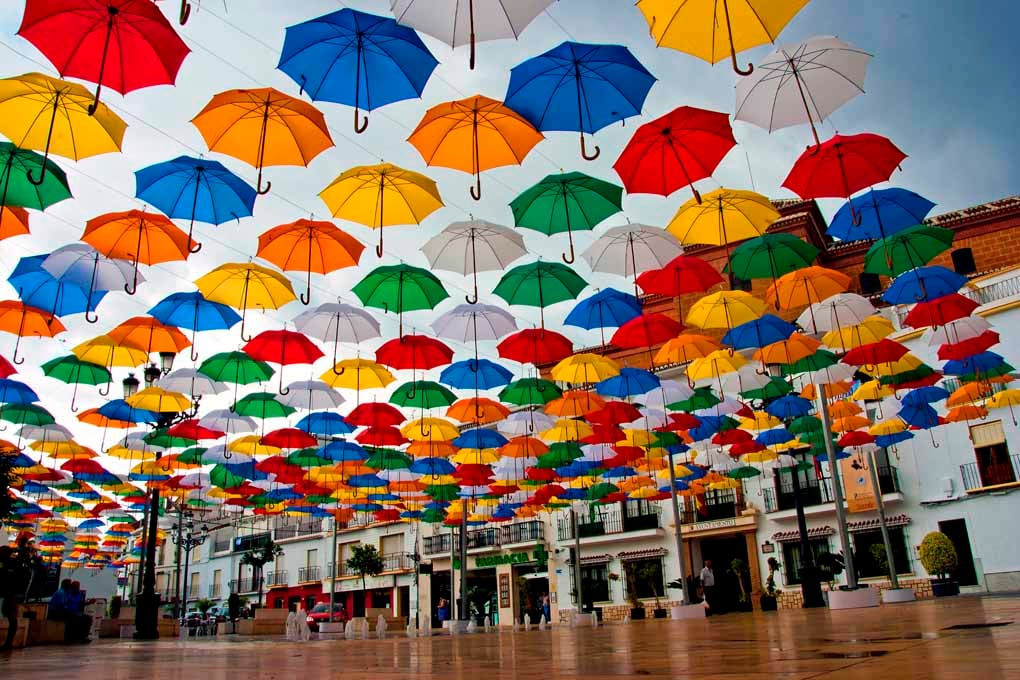 Colourful Umbrellas Torrox Spain Photograph Print