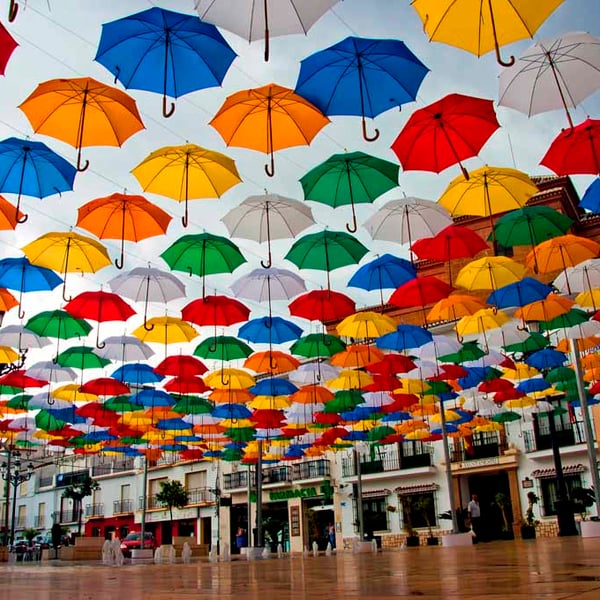 Colourful Umbrellas Torrox Spain Photograph Print