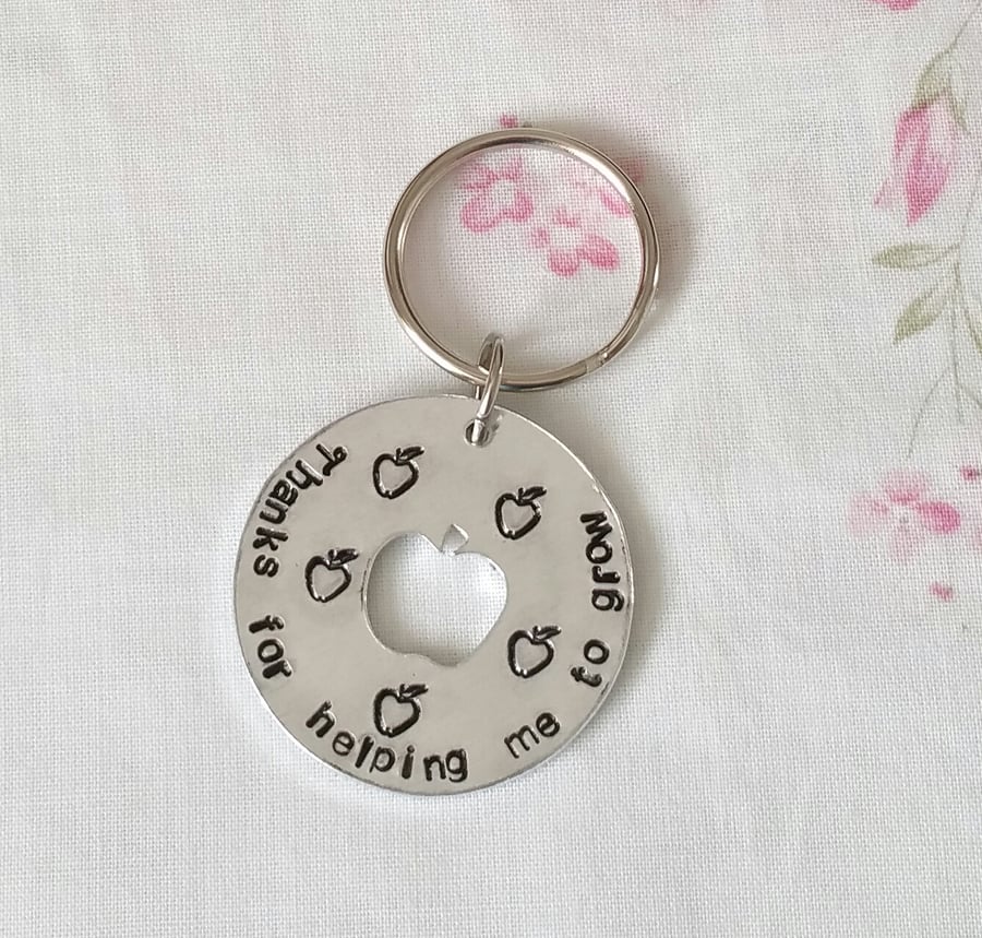 Teacher's keyring, hand-stamped, teacher's gifts