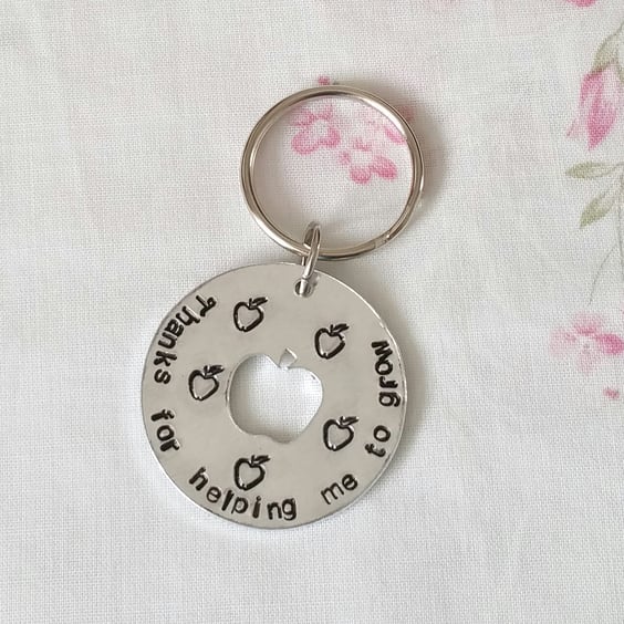 Teacher's keyring, hand-stamped, teacher's gifts