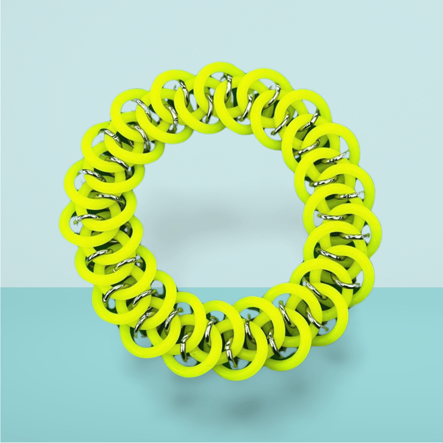 Stretchy Dragon Scale Chainmaille Bracelet - Fluorescent Colours - Made to Order
