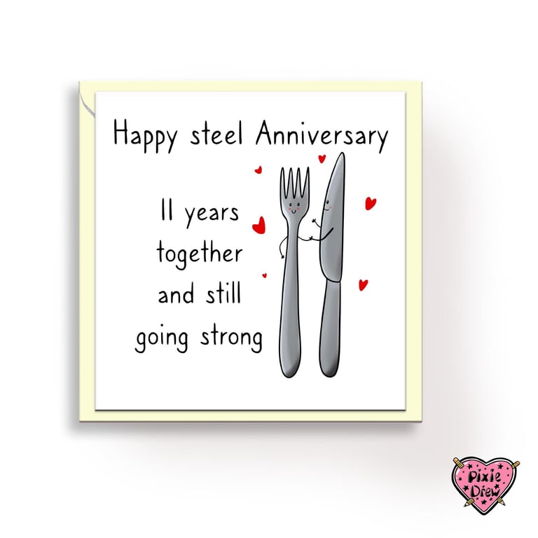 Steel anniversary card, happy eleventh anniversary card