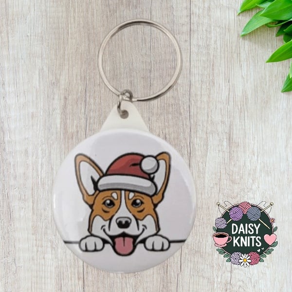 Cute Corgi Dog Keyring with Santa Hat – Perfect Christmas Gift for Corgi Owners