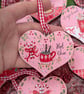 Hand-painted Mini Christmas Food and drink wooden hearts 7.6cm x 6.5cm  - Image 6