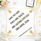 Art Deco Save the Date Card with Handmade Envelope 