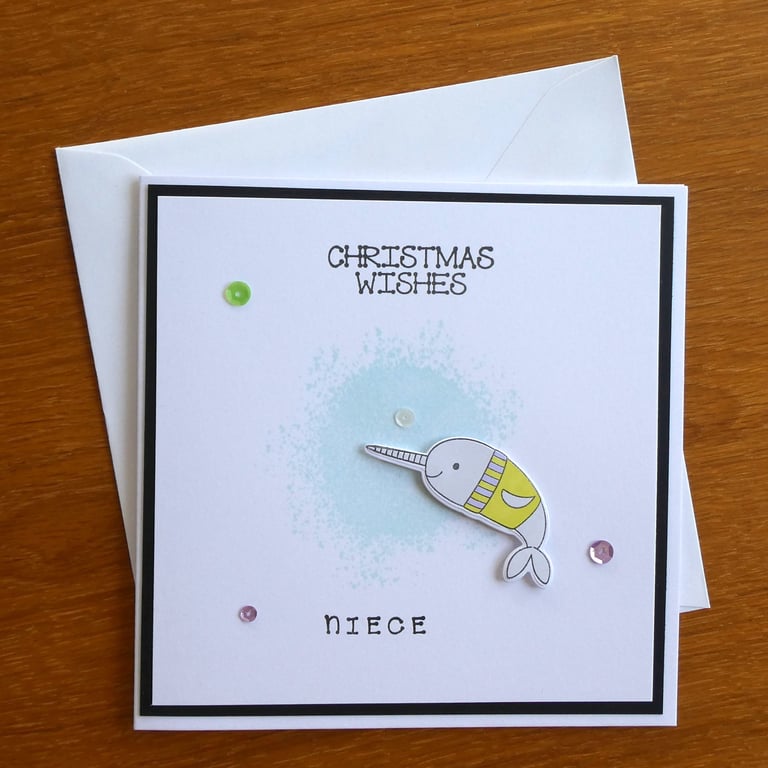 Niece Christmas Card - Narwhal