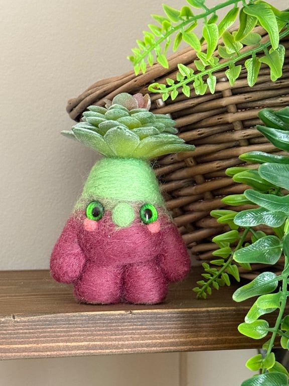 Succulent Gnome Art Doll Purple Green