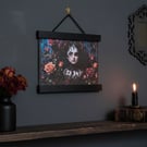 Dark Romantic Girl and Roses Canvas Print – Gothic Wall Art with Black Magnetic 