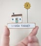 Little Wooden Painted House and Stamped Base in a Bag